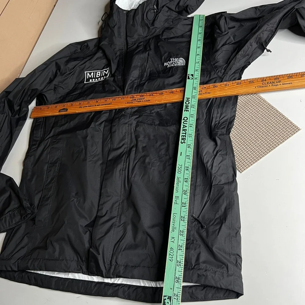 The North Face Mens DryVent Rain Jacket Black Hooded Windbreaker MIBIN Small
